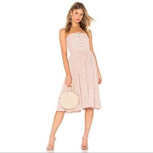 Free People Strapless Midi Cotton Pinstripe Dress